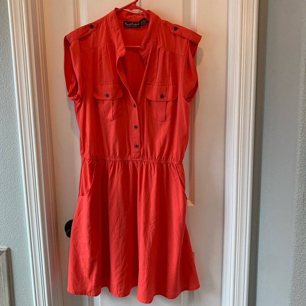 Red orange dress w/ pockets!